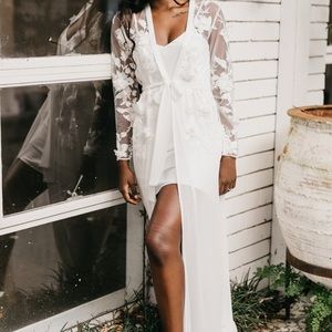 Floral white maxi bridal robe